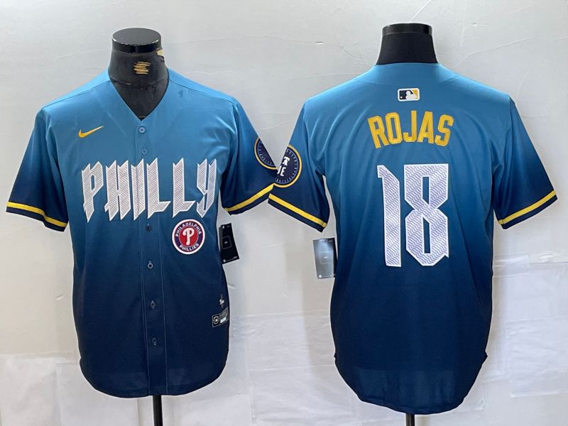 Men Philadelphia Phillies #18 Rojas Blue City Edition Nike 2024 MLB Jersey style 4->philadelphia phillies->MLB Jersey